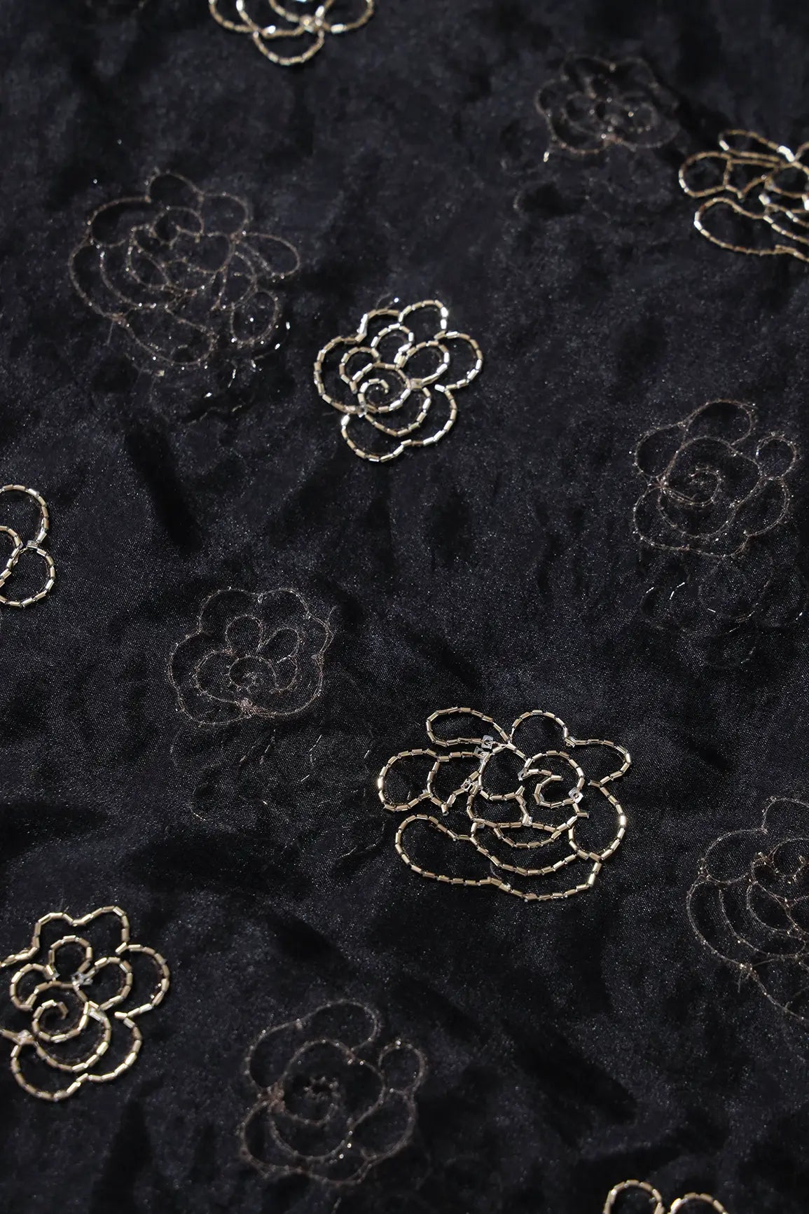 Black Cut Dana Organza Unstitched Lehenga Set Fabric (3 Piece)