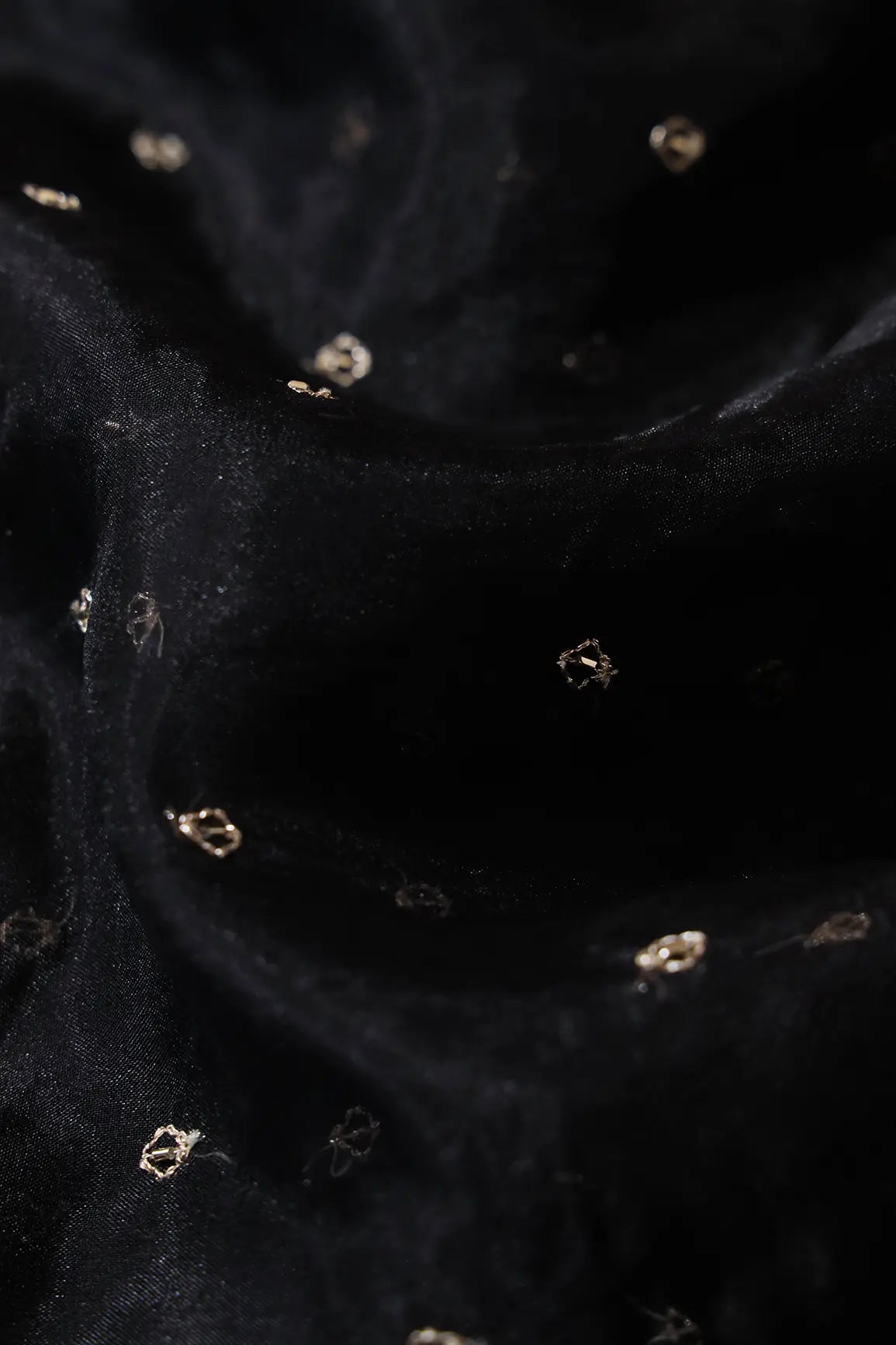 Black Cut Dana Organza Unstitched Lehenga Set Fabric (3 Piece)