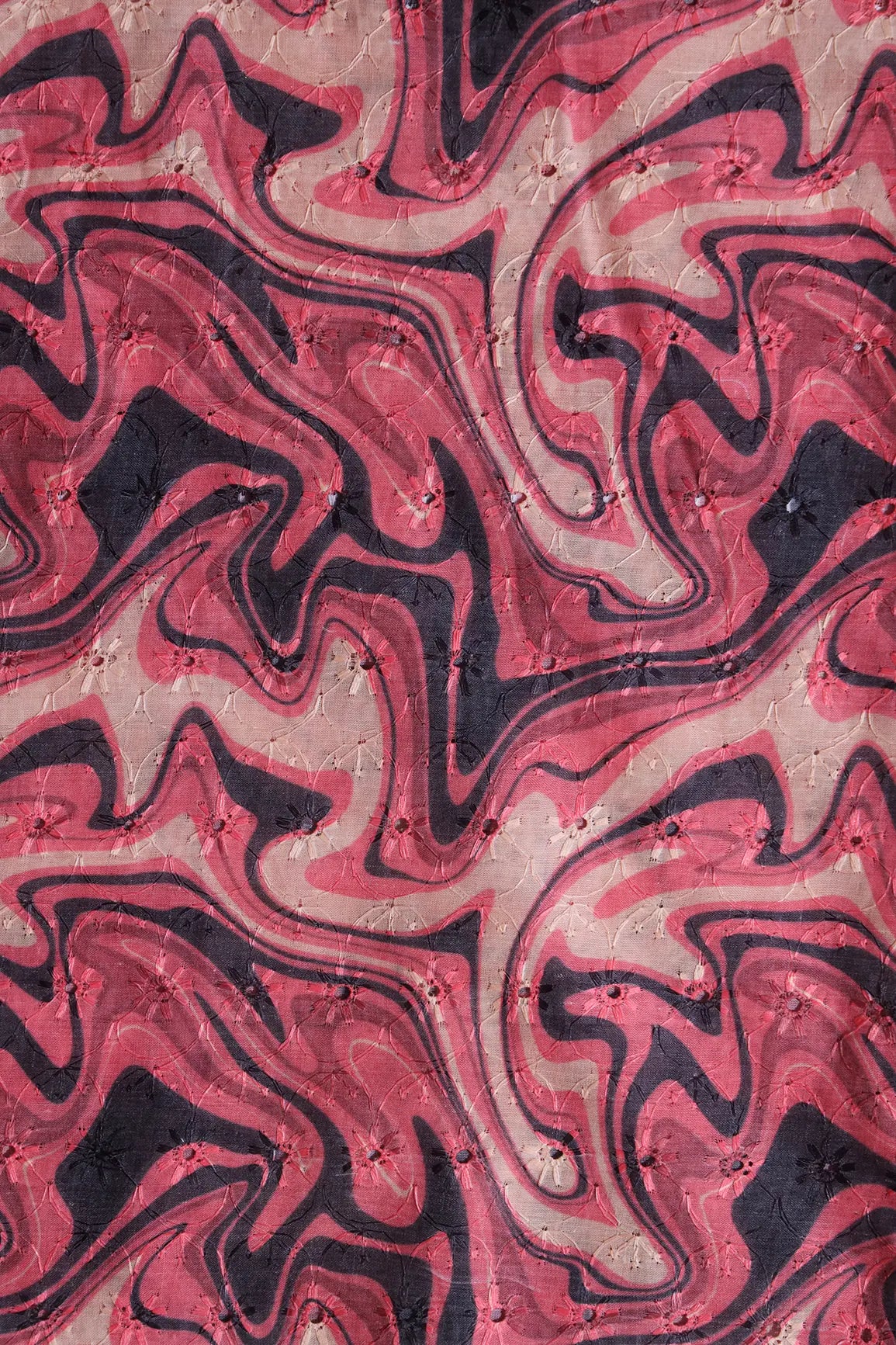 Abstract Digital Print On Hakoba Cotton Embroidery Fabric