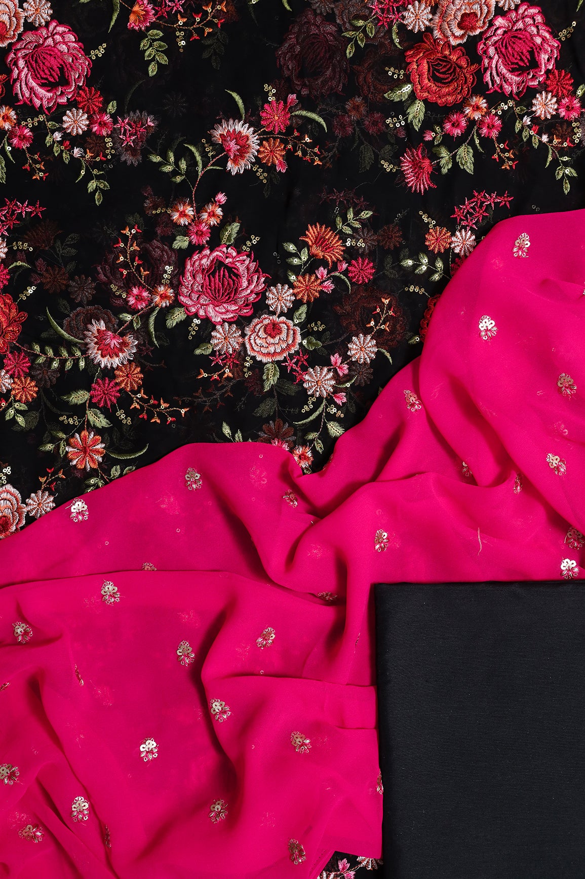 Black Kashmiri Embroidery Unstitched Suit (3 Piece)