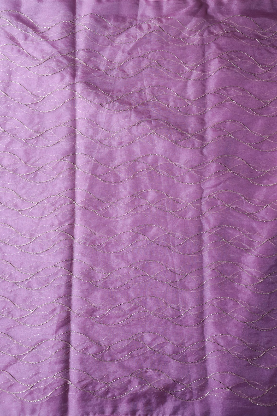 Cut Dana Beads Wonderful Wavy Embroidery On Lavender Organza Fabric
