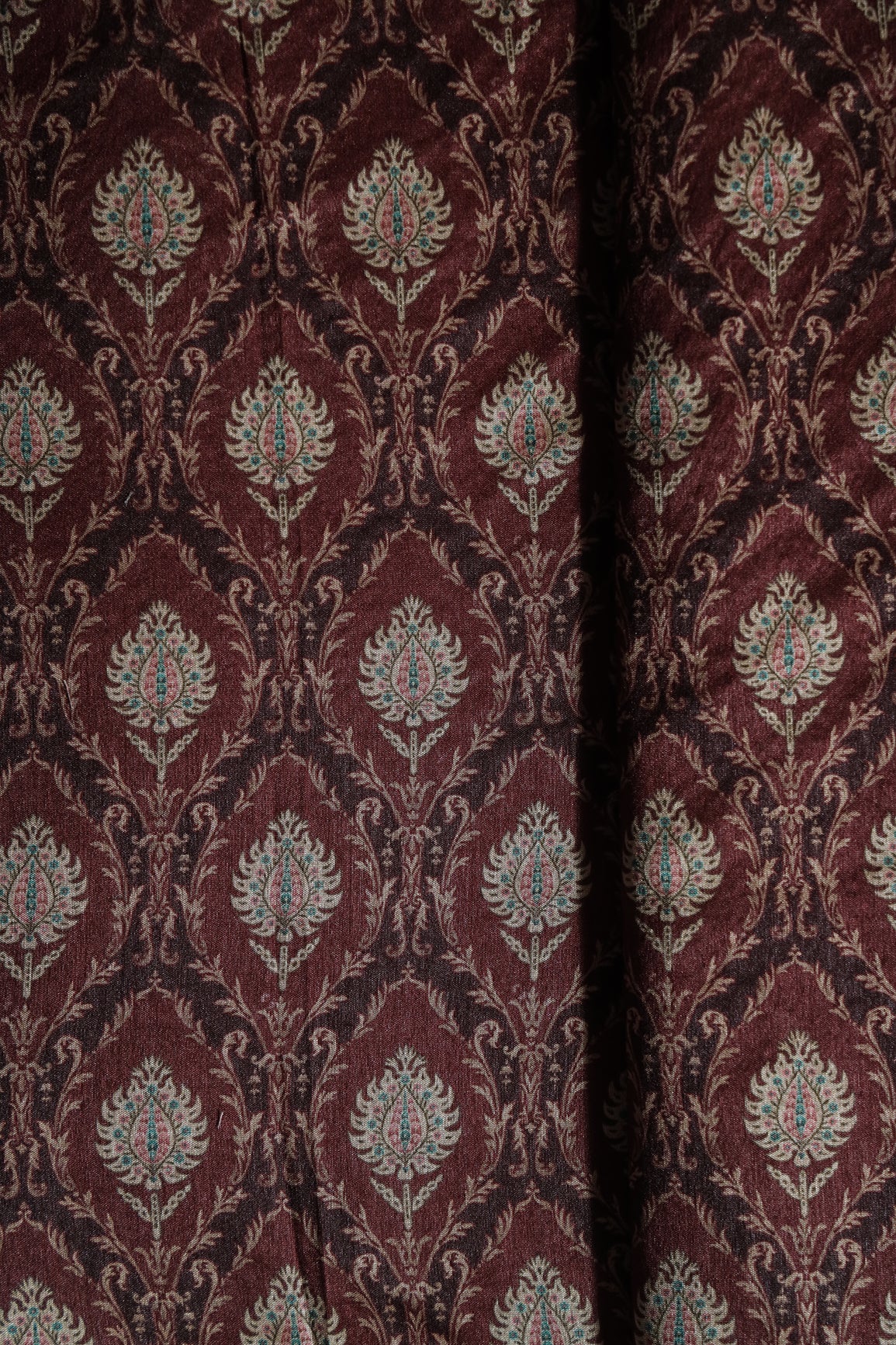 Brown Traditional Pattern Digital Print On Mulberry Silk Fabric