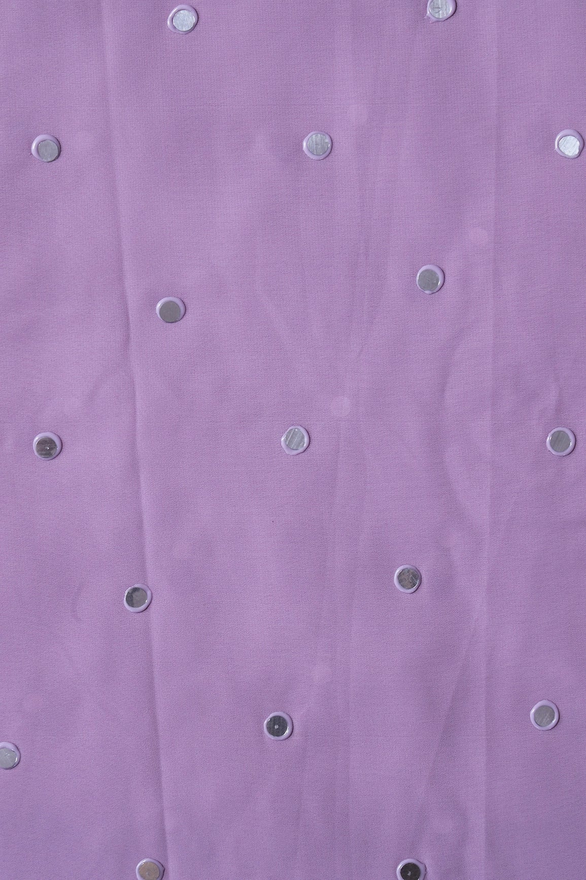 Beautiful Real Mirror Embroidery Work On Lilac Purple Georgette Fabric - doeraa