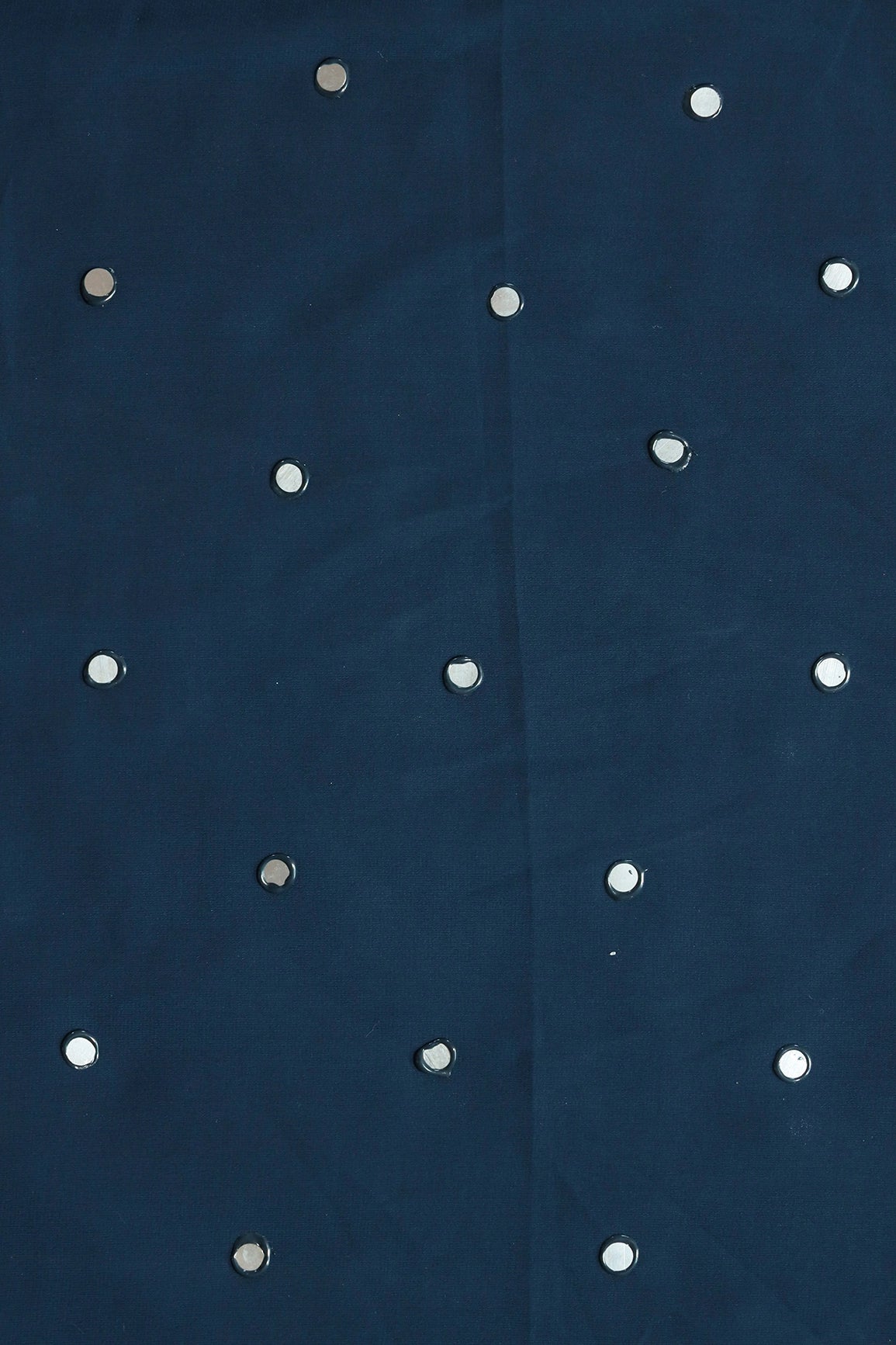 Beautiful Real Mirror Embroidery Work On Prussian Blue Georgette Fabric - doeraa