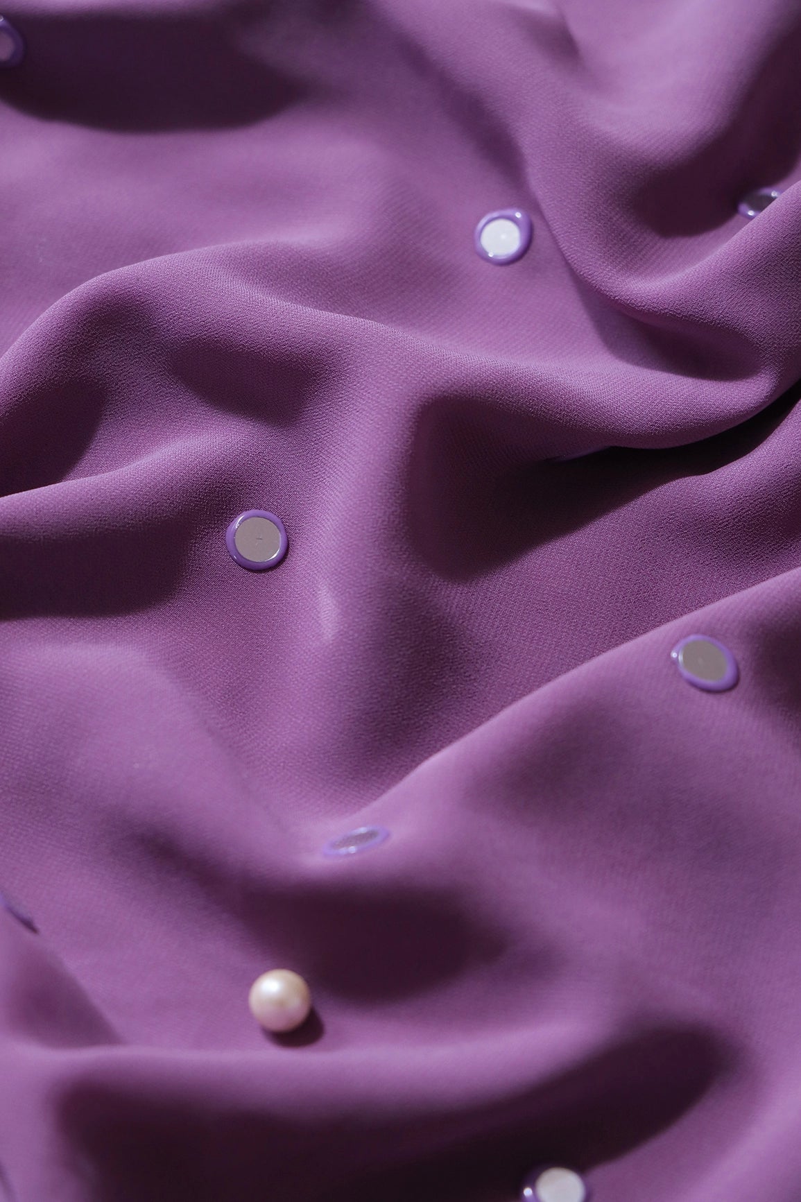 Beautiful Real Mirror Embroidery Work On Purple Georgette Fabric - doeraa