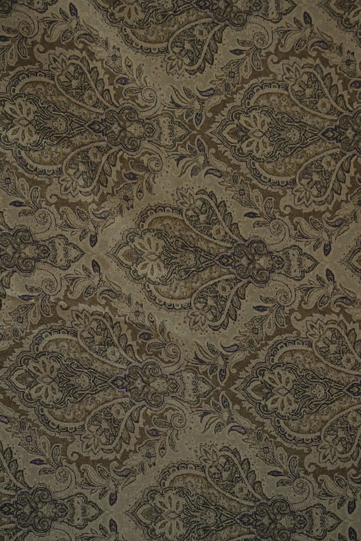Beige Cultural Digital Print Design on Tussar Fabric - doeraa