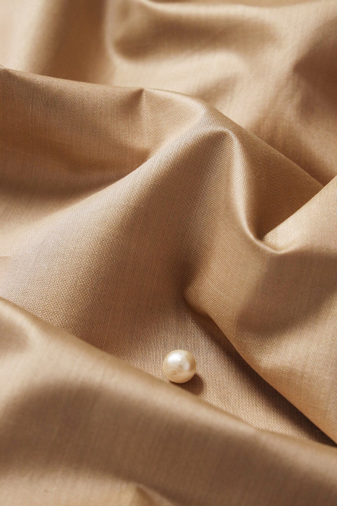 Beige Dyed Viscose Chanderi Silk Fabric - doeraa