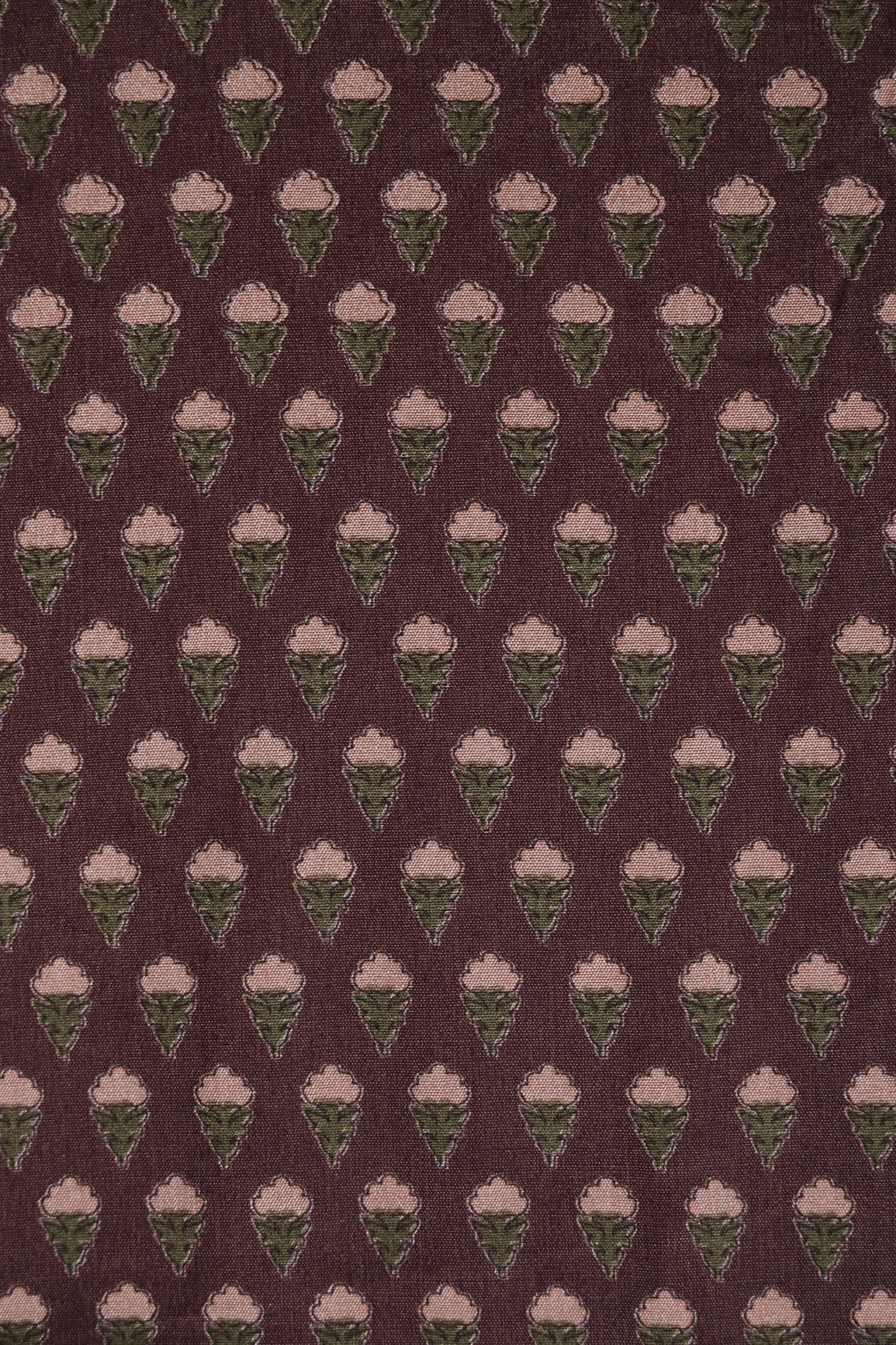 Brown Small Floral Pattern Booti Screen Print Chanderi Silk Fabric - doeraa