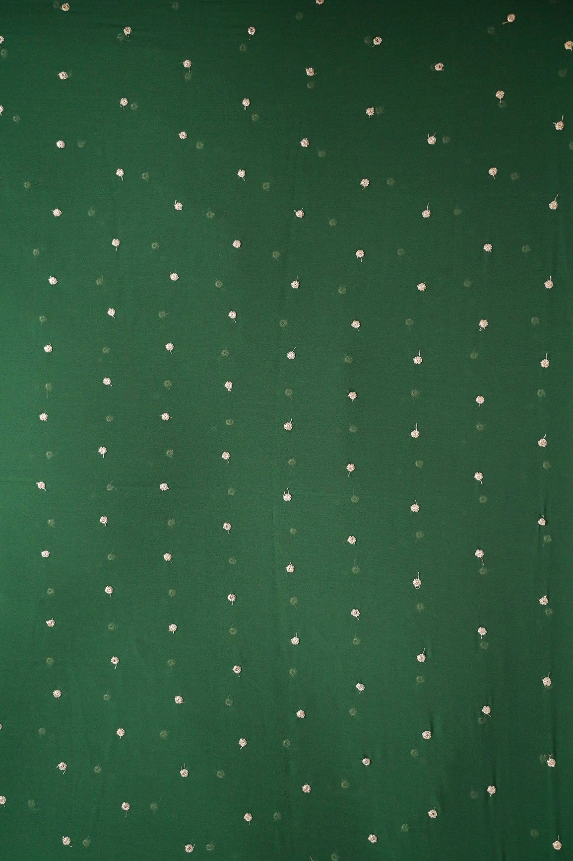 Gold Sequins With Gold Zari Small Motif Embroidery Work On Bottle Green Georgette Fabric - doeraa