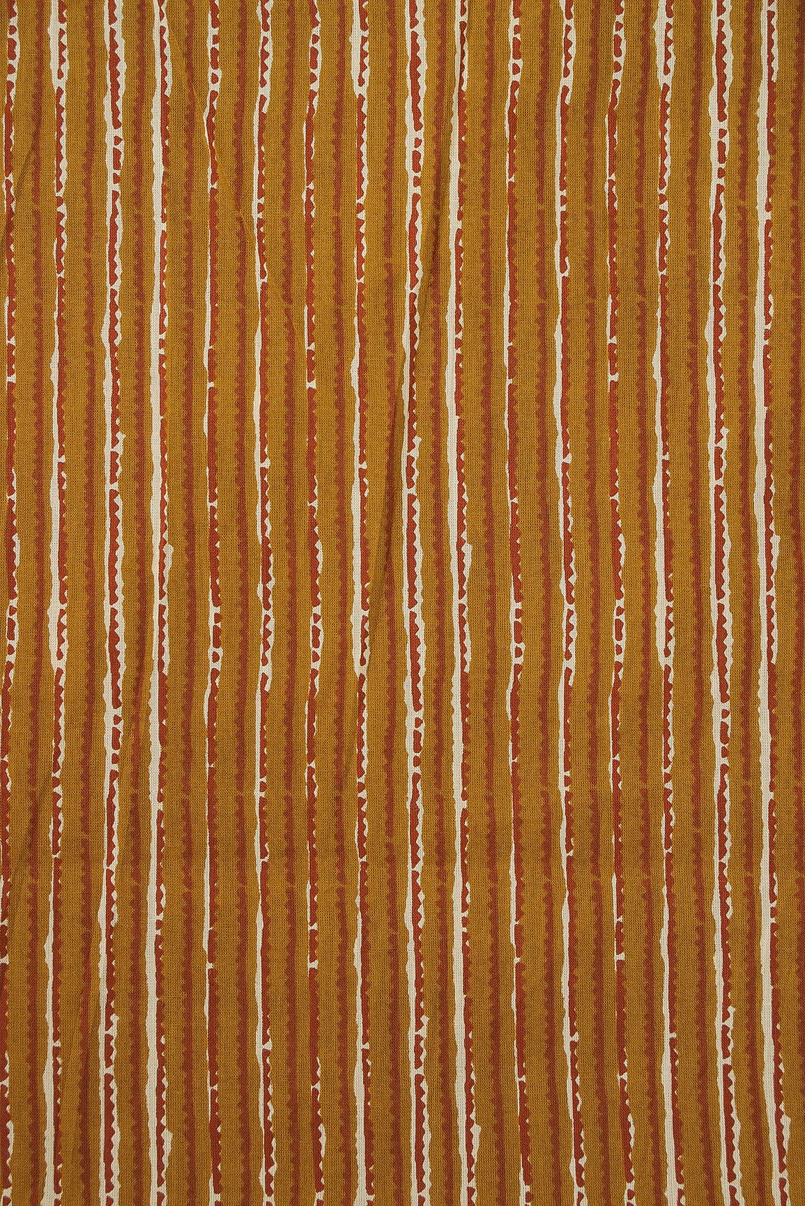 Light Brown Stripes Screen Print on organic Cotton Fabric - doeraa
