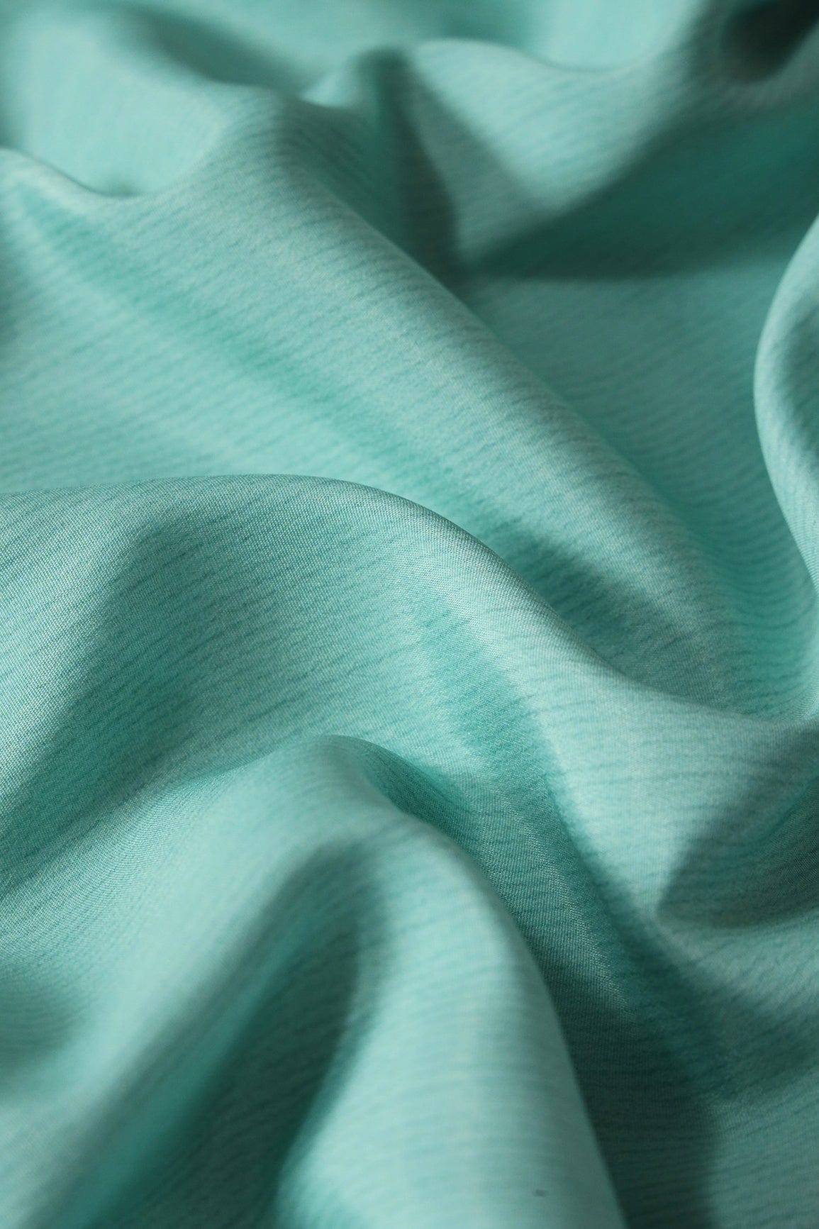 Mint Green Stripes Pattern Digital Print On French Crepe Fabric - doeraa