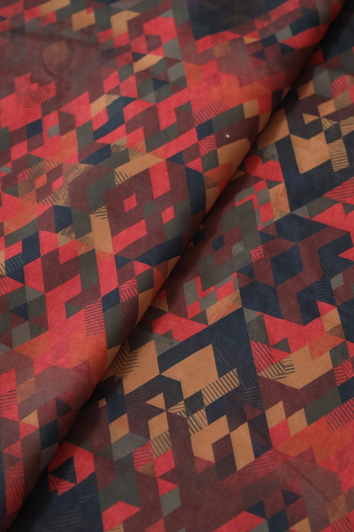 Multi Color Abstract Pattern Digital Print On Mix Polyester Fabric - doeraa