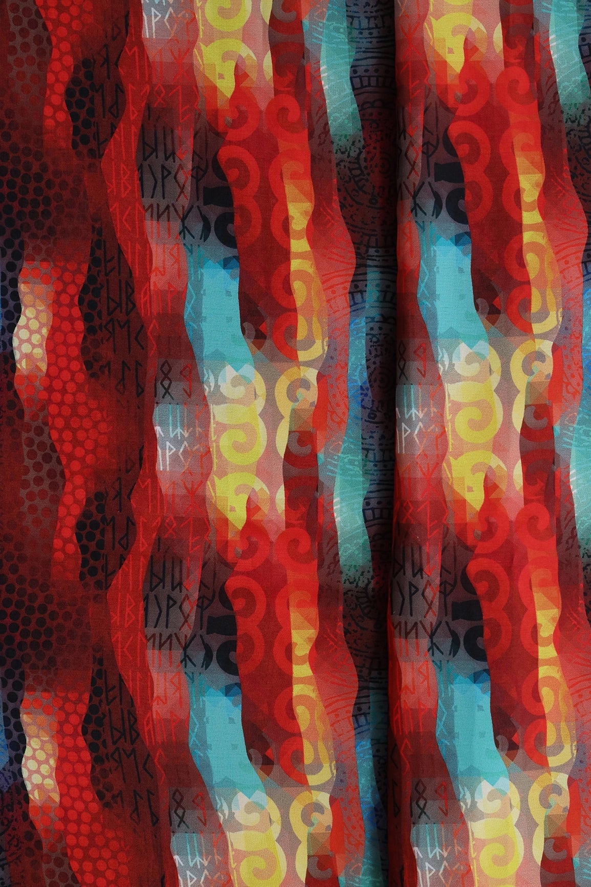 Multi Color Abstract Pattern Digital Print On Mix Polyester Fabric - doeraa