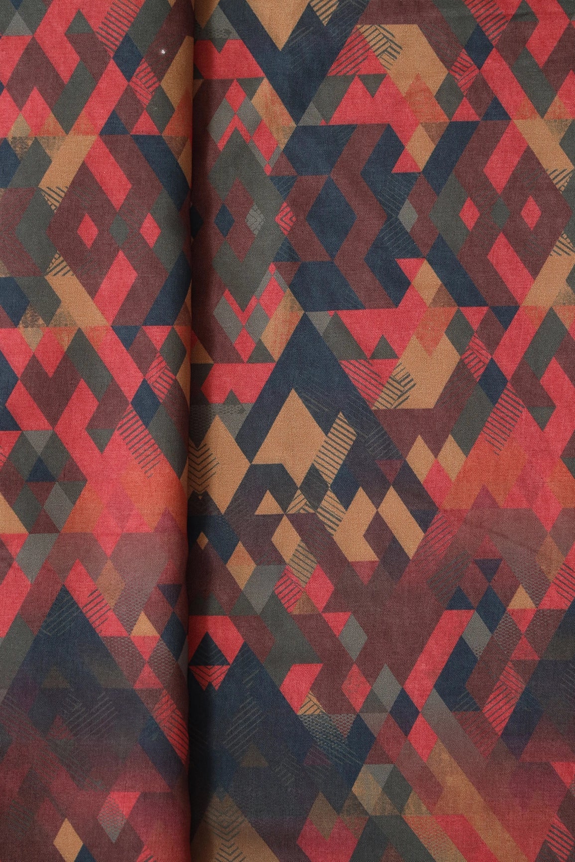 Multi Color Abstract Pattern Digital Print On Mix Polyester Fabric - doeraa