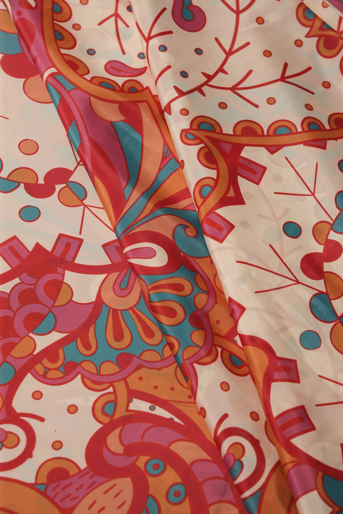 Multi Color Quirky Pattern Digital Print On Crepe Fabric - doeraa