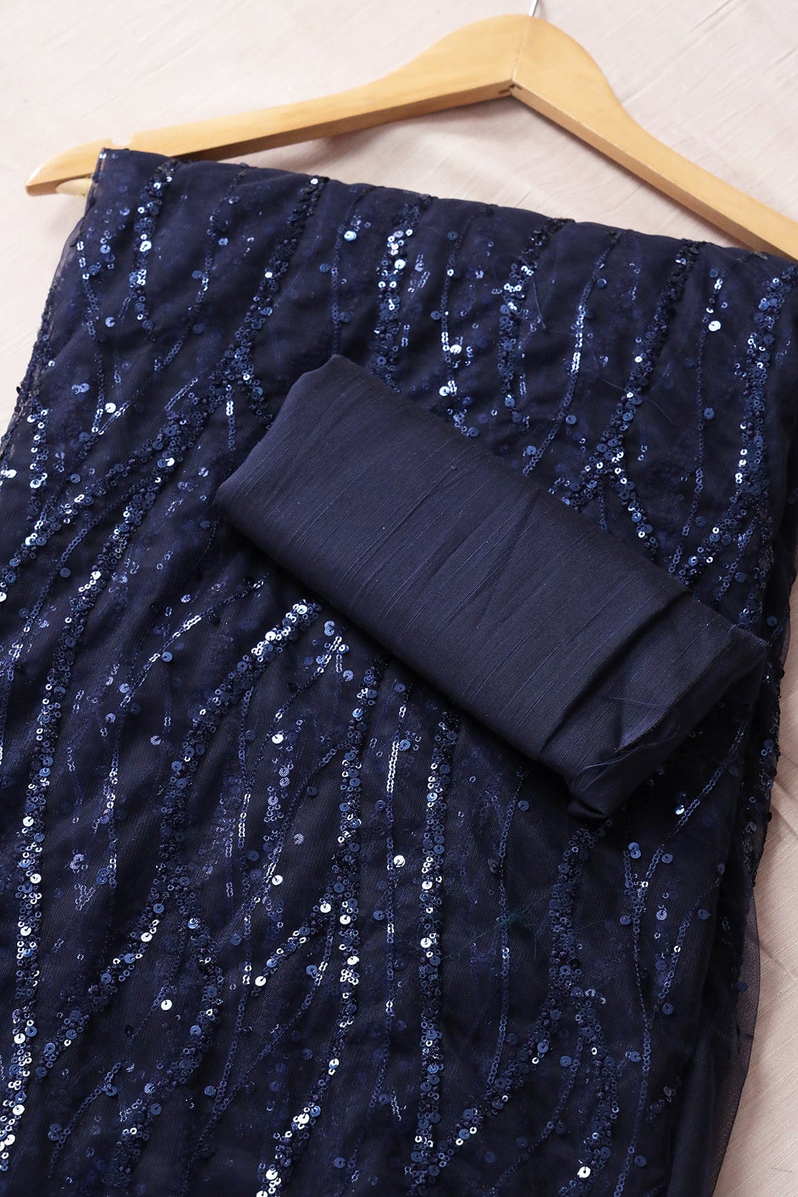 Navy Blue Saree set (2 Piece) - doeraa