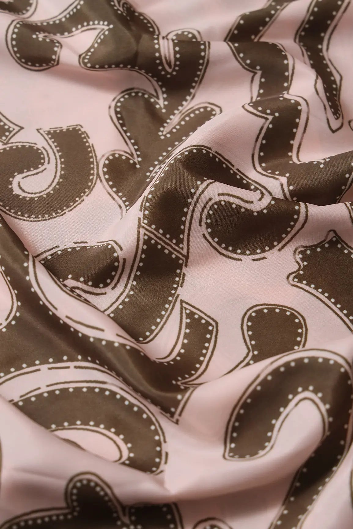 Olive And Cream Abstract Pattern Digital Print On French Crepe Fabric - doeraa