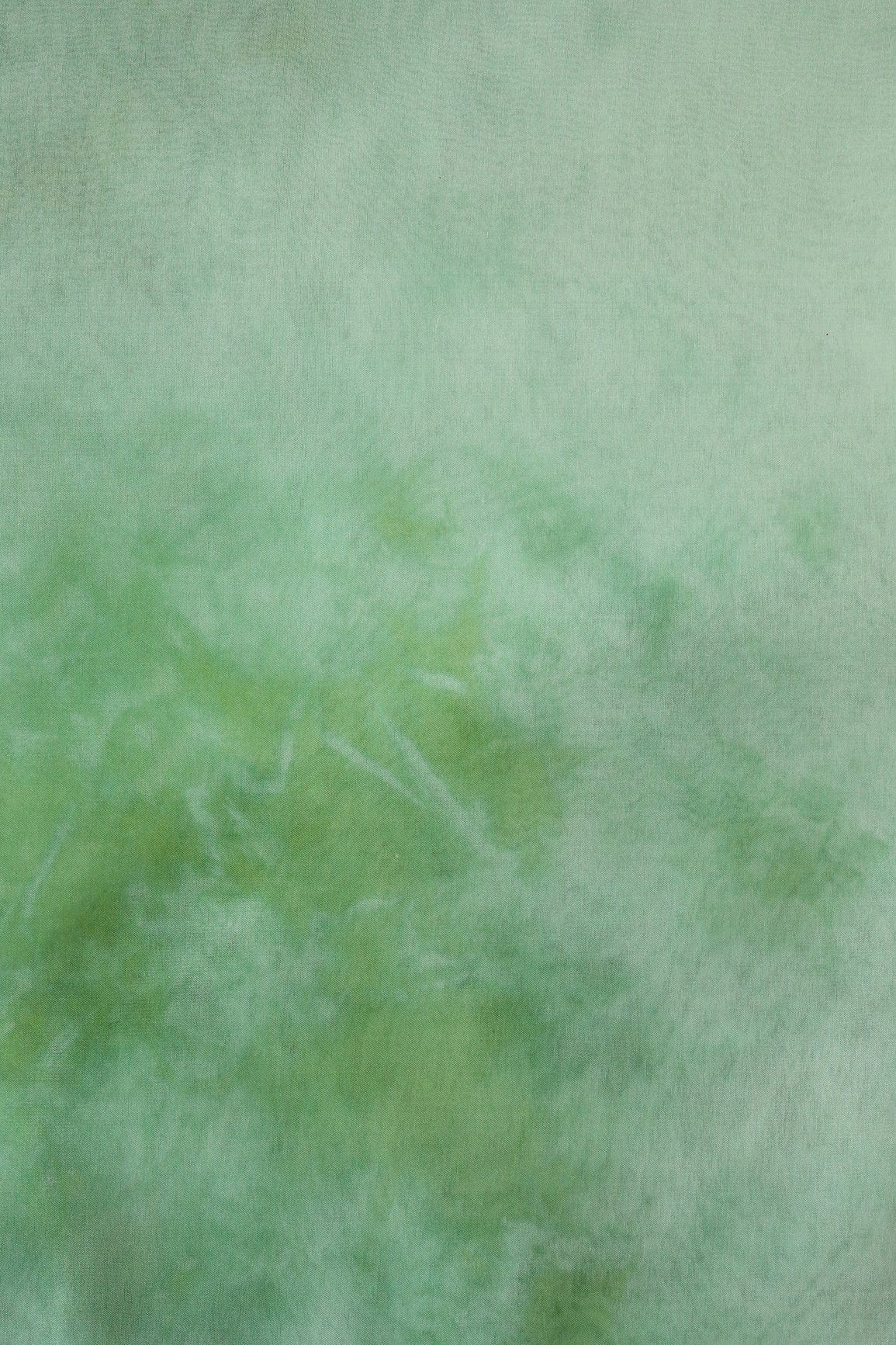 Pista Green Tie & Dye Shibori Print On Organza Fabric - doeraa